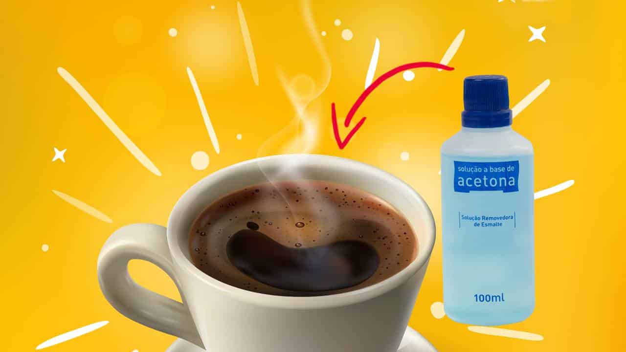 Coloque um pouco de ACETONA no café e fique de boca aberta com resultado – NÃO é pra beber!